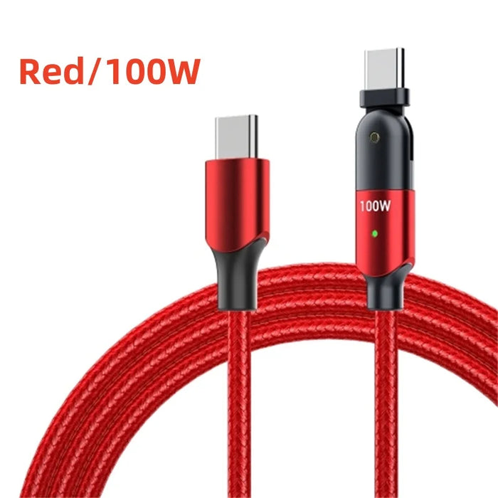 180 Degree Rotating Usb C To Usb C Fast Charge Cable 100W 5A