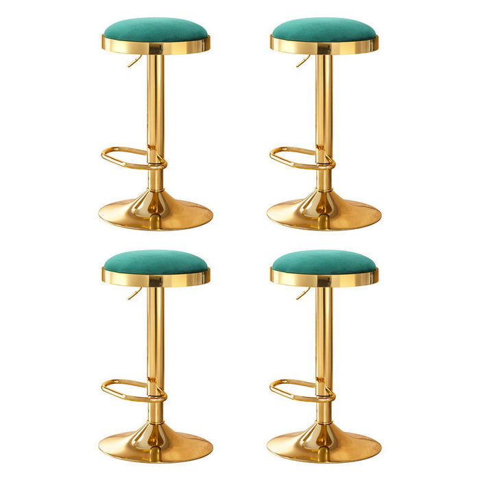 4X Bar Stools Kitchen Dining Chairs Velvet Padded Stool Green