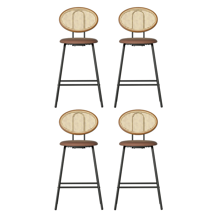 4X Bar Stools Pu Leather Stools Brown