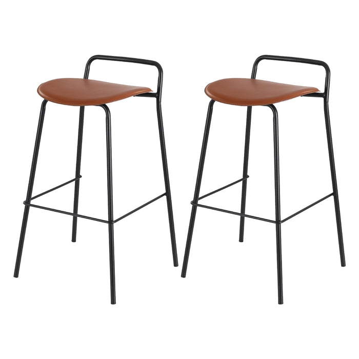 2 X Bar Stools Kitchen Counter Stools Metal Brown