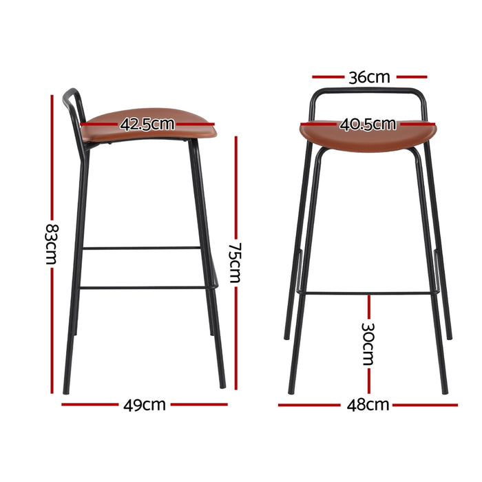 2 X Bar Stools Kitchen Counter Stools Metal Brown