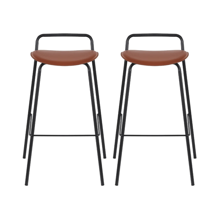 2 X Bar Stools Kitchen Counter Stools Metal Brown
