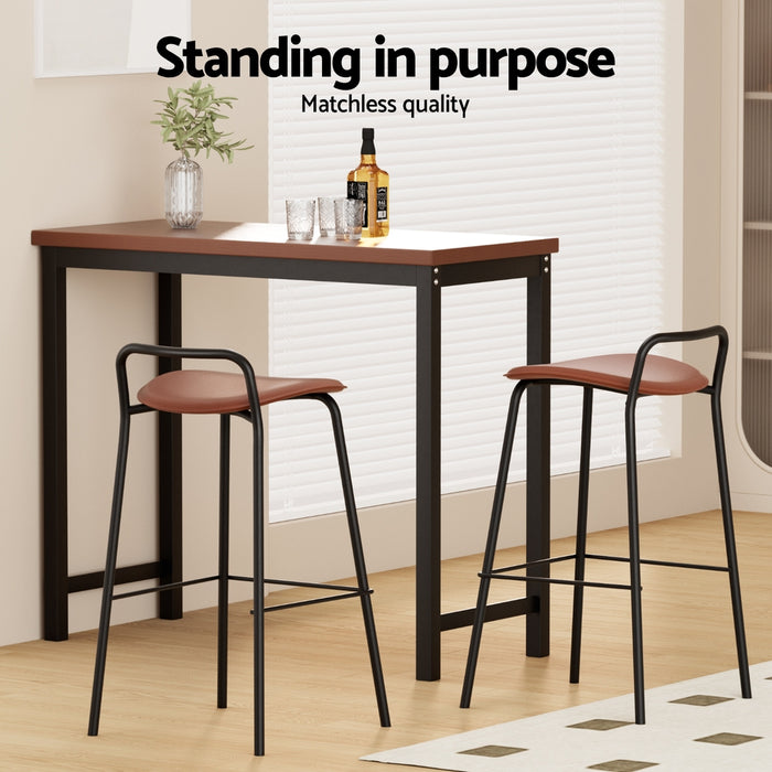 2 X Bar Stools Kitchen Counter Stools Metal Brown