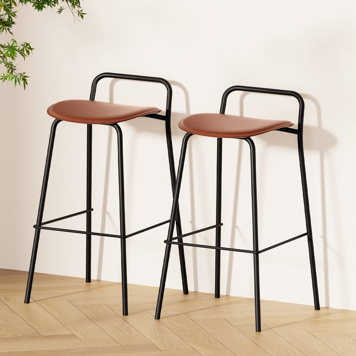 2 X Bar Stools Kitchen Counter Stools Metal Brown