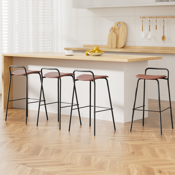 4X Bar Stools Kitchen Counter Dining Chair Metal Brown