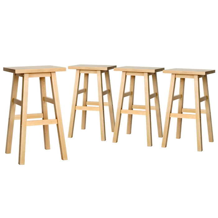 4X Bar Stools Kitchen Chairs Wooden Nature