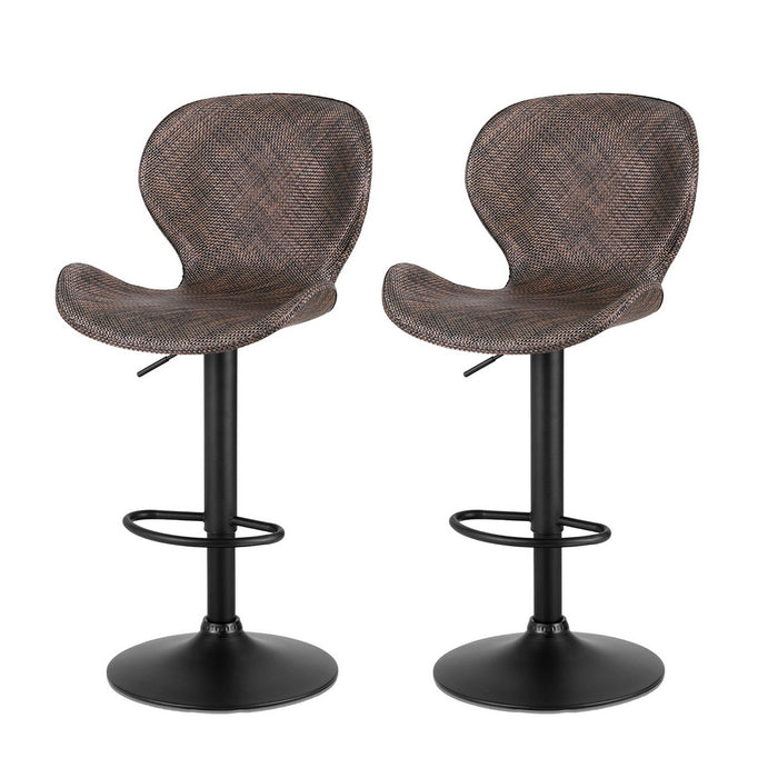 2X Bar Stools Kitchen Swivel Gas Lift Counter Chair Wing Pe Rattan Brown