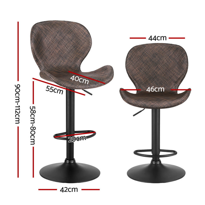 2X Bar Stools Kitchen Swivel Gas Lift Counter Chair Wing Pe Rattan Brown