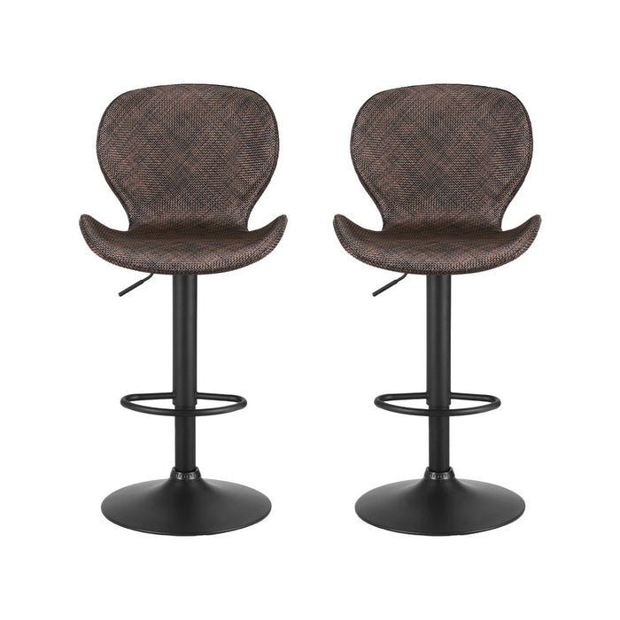 2X Bar Stools Kitchen Swivel Gas Lift Counter Chair Wing Pe Rattan Brown