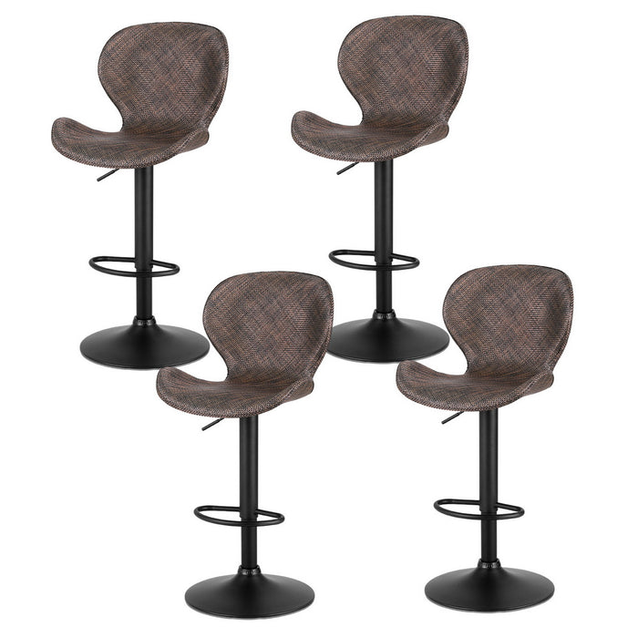 4X Bar Stools Kitchen Swivel Gas Lift Counter Chair Wing Pe Rattan Brown