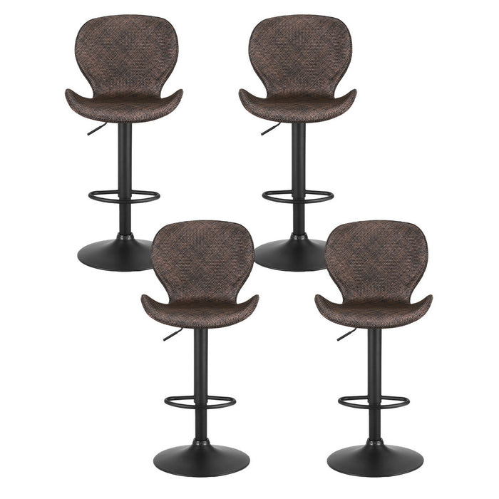 4X Bar Stools Kitchen Swivel Gas Lift Counter Chair Wing Pe Rattan Brown