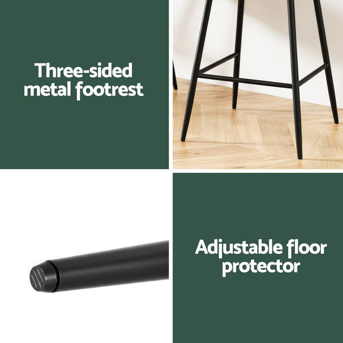 2X Bar Stools Kitchen Dining Chair Counter Stool Tub Velvet Metal Green