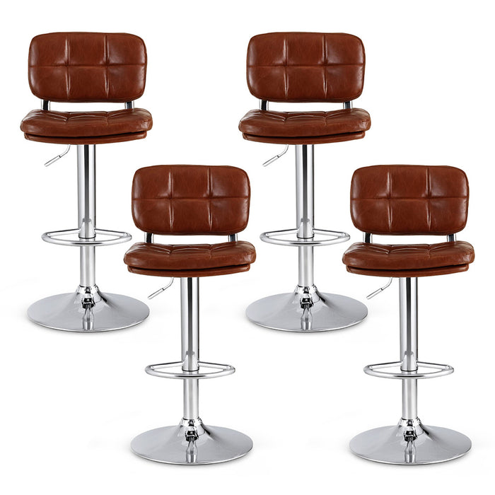 4X Bar Stools Kitchen Swivel Gas Lift Counter Chair Tuft Pu Leather Brown
