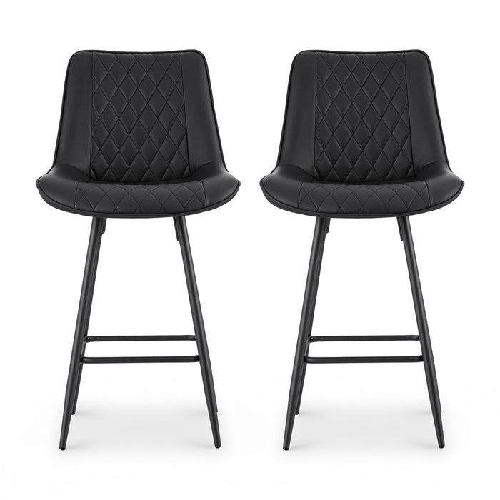2X Bar Stools Kitchen Dining Chair Counter Stool Diamond Pu Leather Black