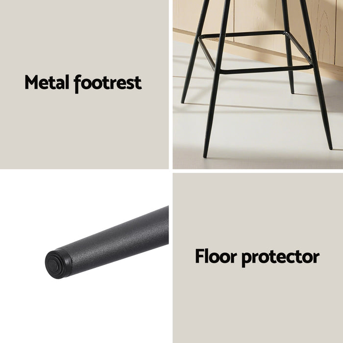 2X Bar Stools Kitchen Dining Chair Counter Stool Diamond Pu Leather Black