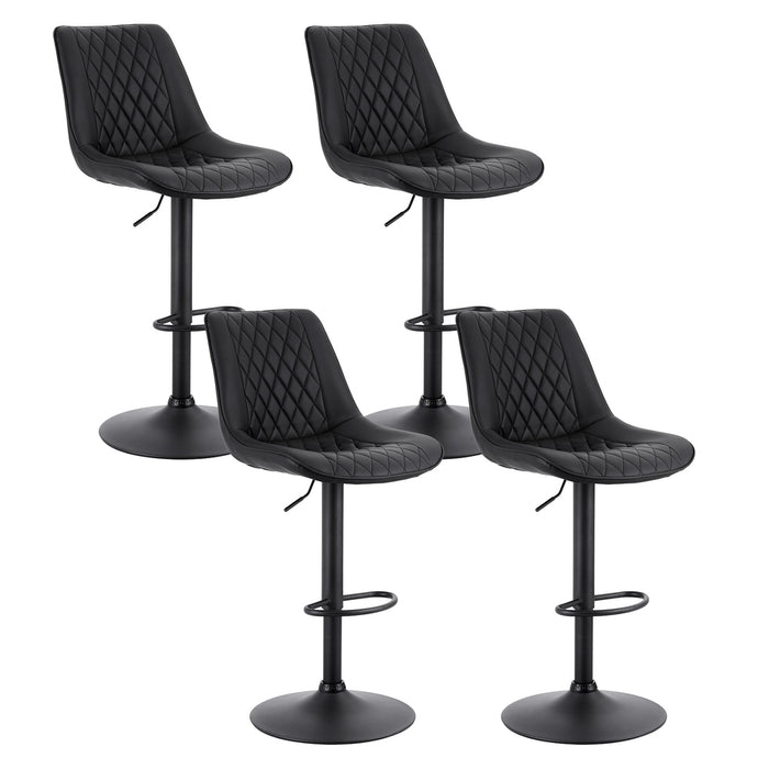 4X Bar Stools Kitchen Swivel Gas Lift Counter Chair Diamond Leather Black