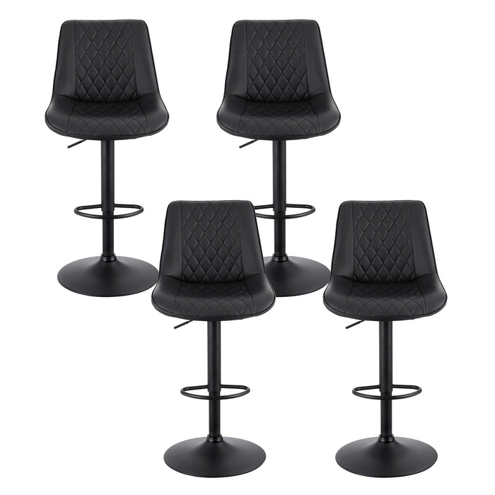 4X Bar Stools Kitchen Swivel Gas Lift Counter Chair Diamond Leather Black