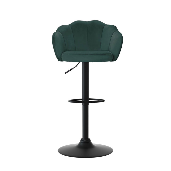4X Bar Stools Gas Lift Velvet Green