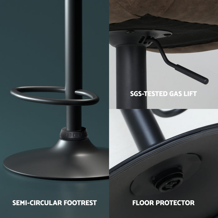 4X Bar Stools Gas Lift Vintage Leather Brown