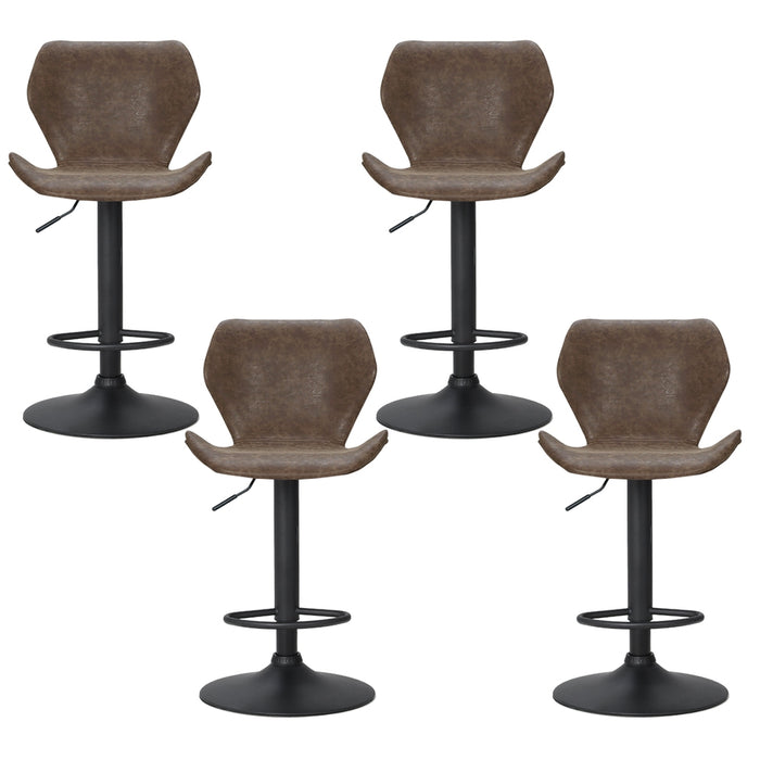 4X Bar Stools Vintage Leather Gas Lift Brown