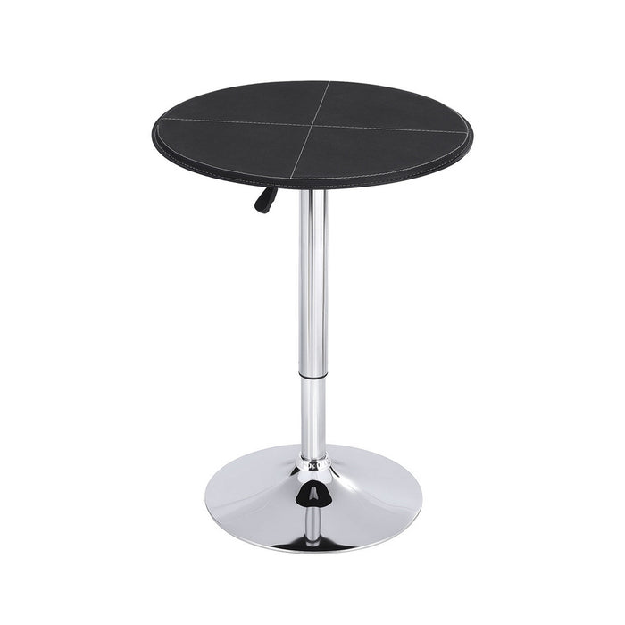 Bar Table Round Swivel Height Adjustable 62cm Modern Pvc Leather Black
