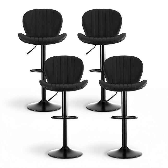 4X Bar Stools Kitchen Swivel Gas Lift Counter Chair Shell Leather Black
