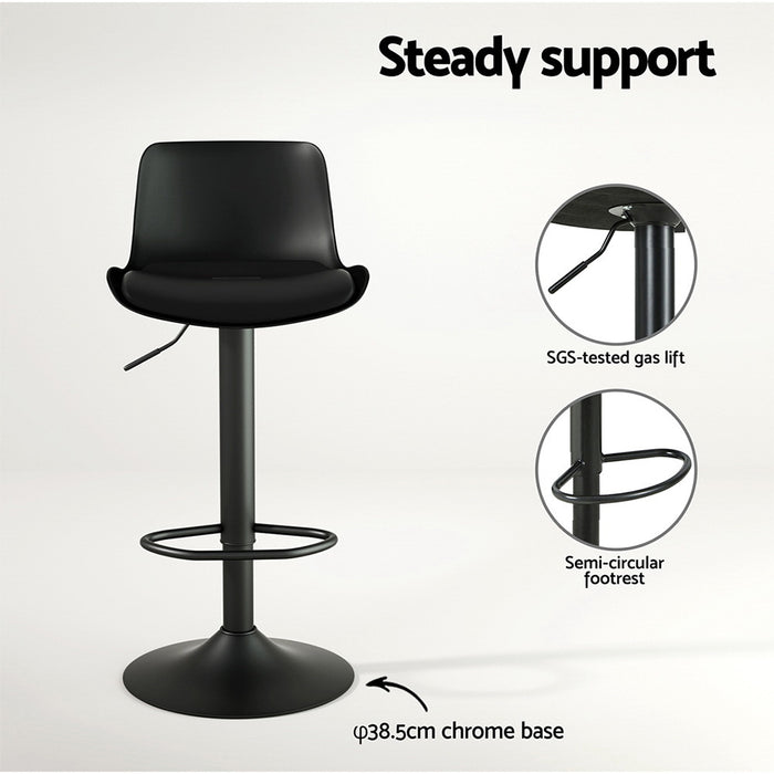 4X Bar Stools Padded Seat Gas Lift Black
