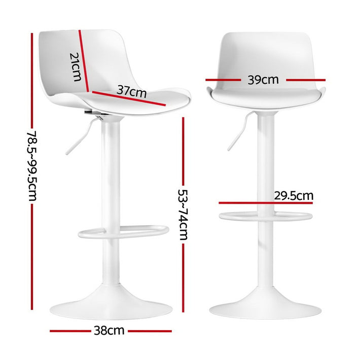 4X Bar Stools Kitchen Swivel Gas Lift Stool Leather Dining Chairs White