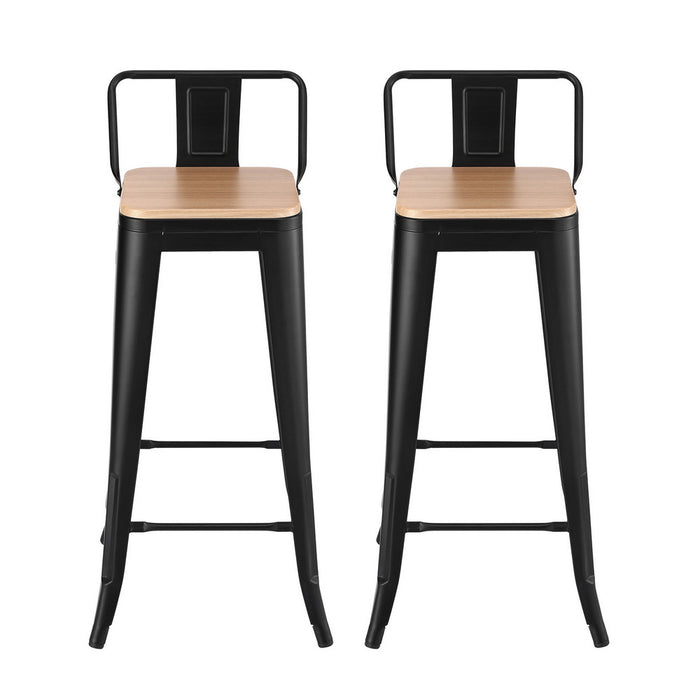 2X Bar Stools Kitchen Counter High Chair Dining Stackable Metal Black