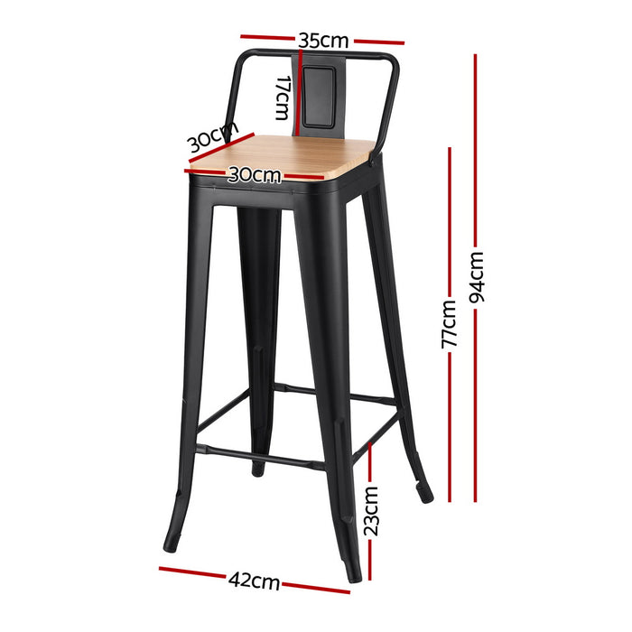 4X Bar Stools Kitchen Counter High Chair Dining Stackable Metal Black