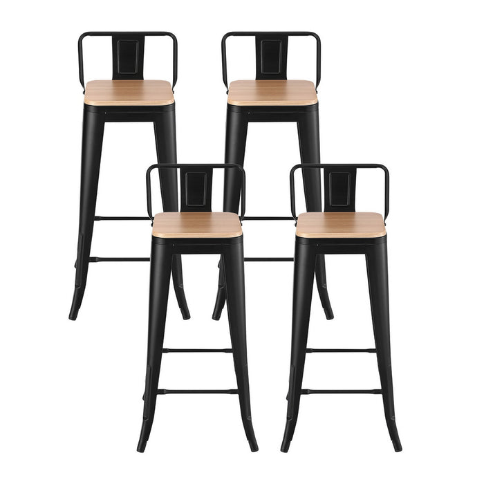 4X Bar Stools Kitchen Counter High Chair Dining Stackable Metal Black
