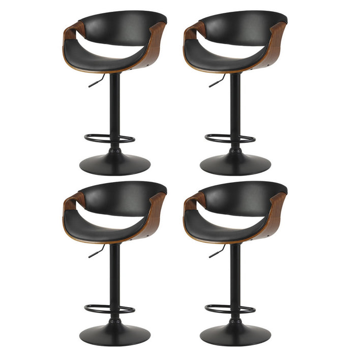 4X Bar Stools Gas Lift Leather W/Armrest