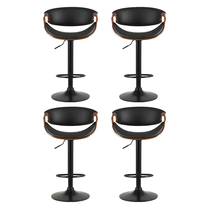 4X Bar Stools Gas Lift Leather W/Armrest