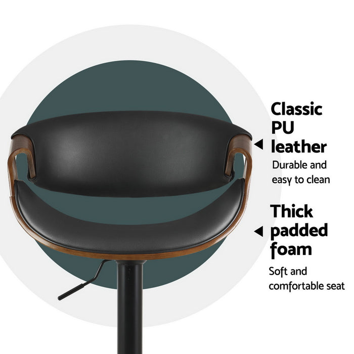 4X Bar Stools Gas Lift Leather W/Armrest