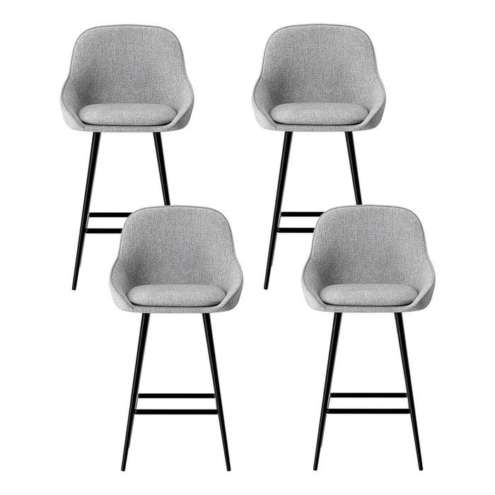 4X Bar Stools Upholstered Stool Counter Seat Kitchen Dining Chairs