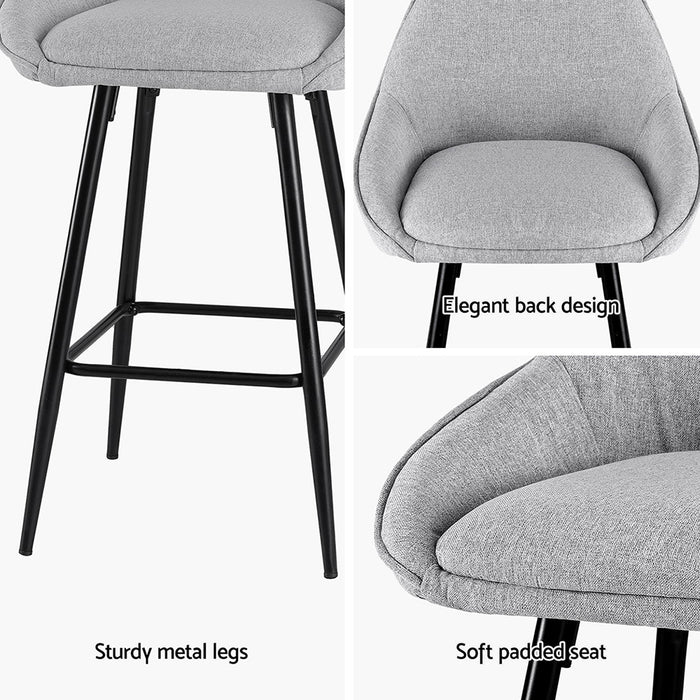 4X Bar Stools Upholstered Stool Counter Seat Kitchen Dining Chairs