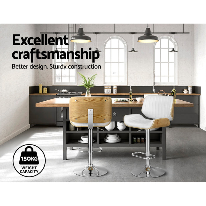 2X Bar Stools Adjustable Leather Chairs