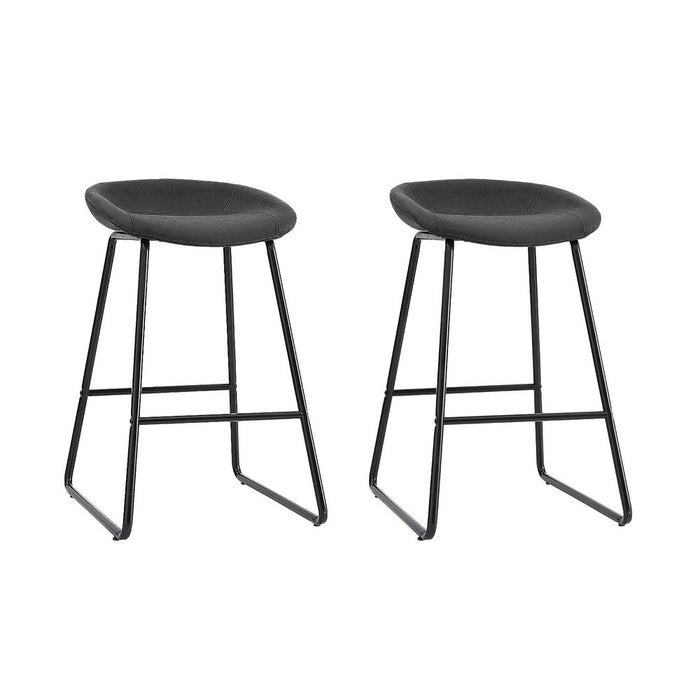 2X Bar Stools Kitchen Dining Chairs Counter Stool Pu Leather Metal