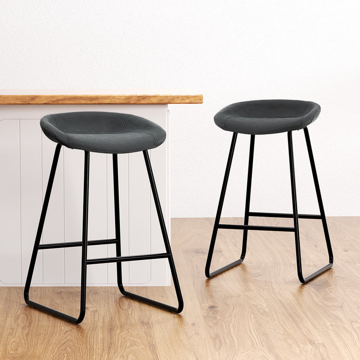 2X Bar Stools Kitchen Dining Chairs Counter Stool Pu Leather Metal