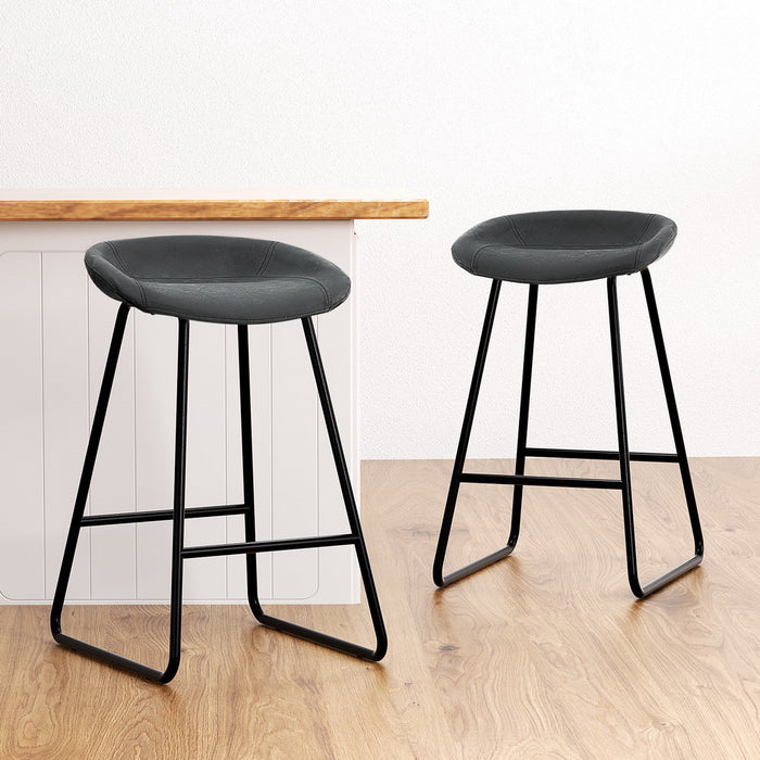 4X Bar Stools Kitchen Dining Chairs Counter Stool Pu Leather Metal
