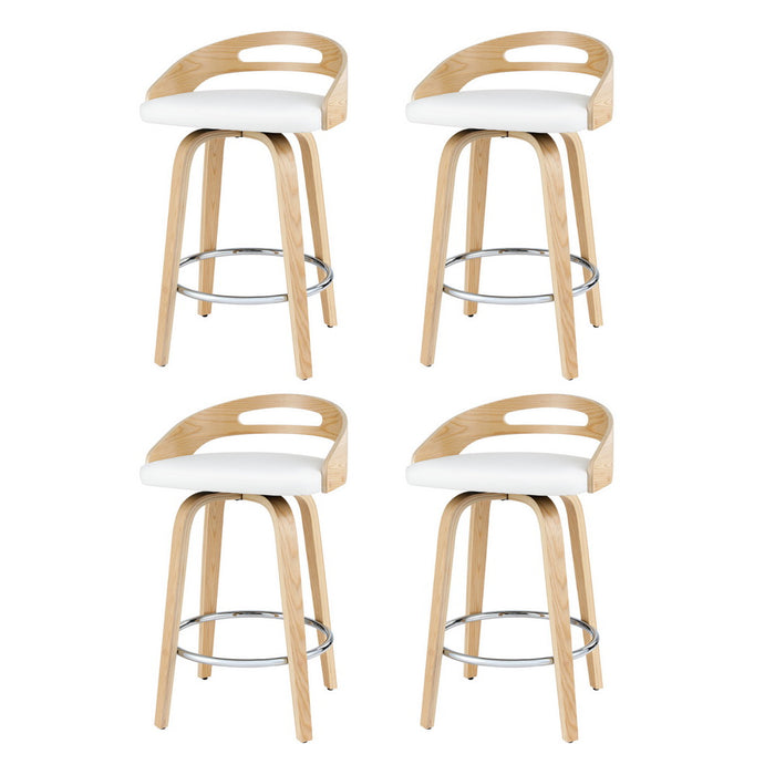 4X Bar Stools Swivel Dining Chairs Low Back Counter Seat Pu Cushion