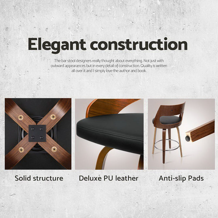 4X Bar Stools Swivel Leather Chair 65Cm