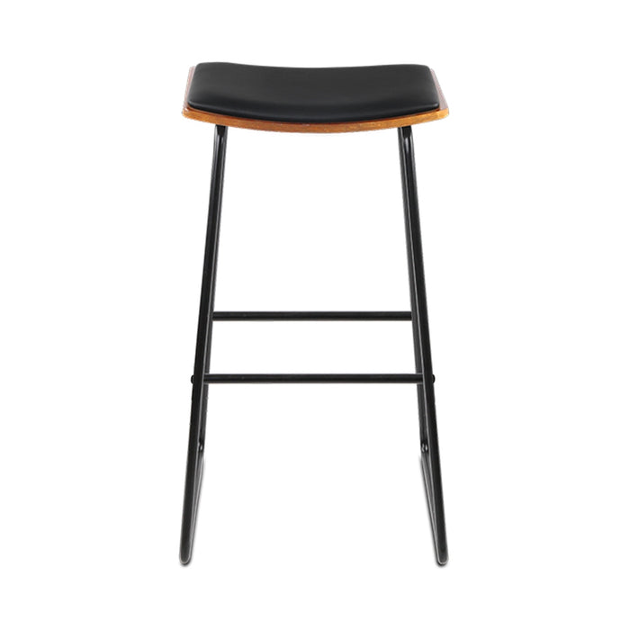 4X Bar Stools Leather Padded Metal