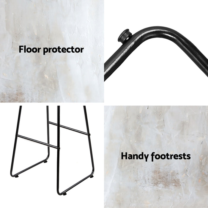 4X Bar Stools Leather Padded Metal