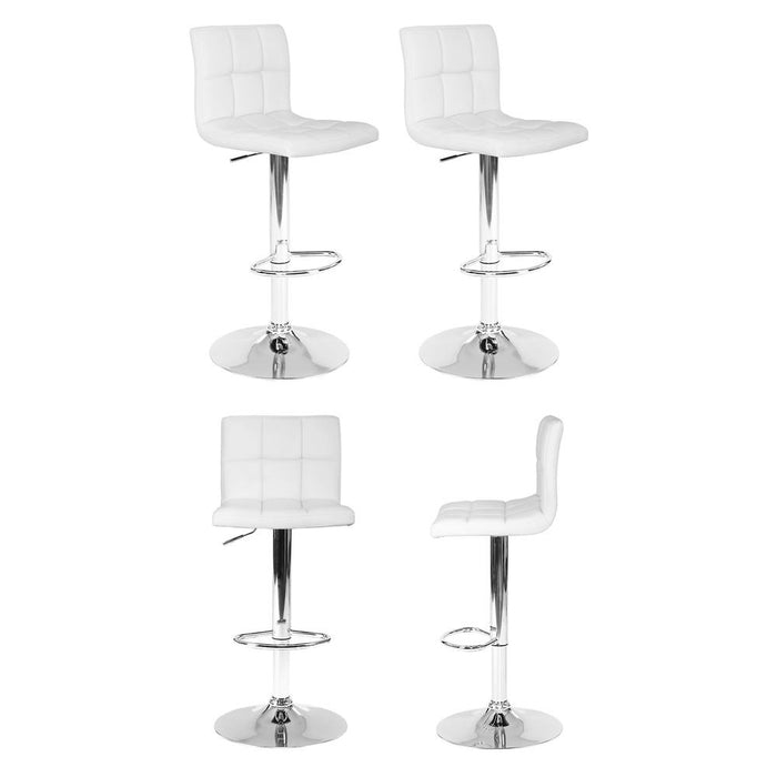 4X Bar Stools Leather Gas Lift White