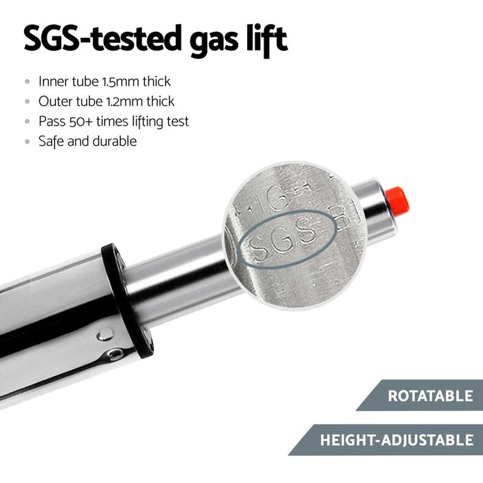 4X Bar Stools Leather Gas Lift White