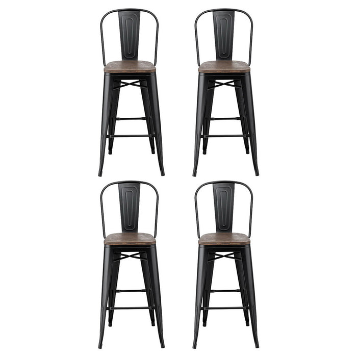 4X Metal Bar Stools Wooden Seat Retro Counter Stool