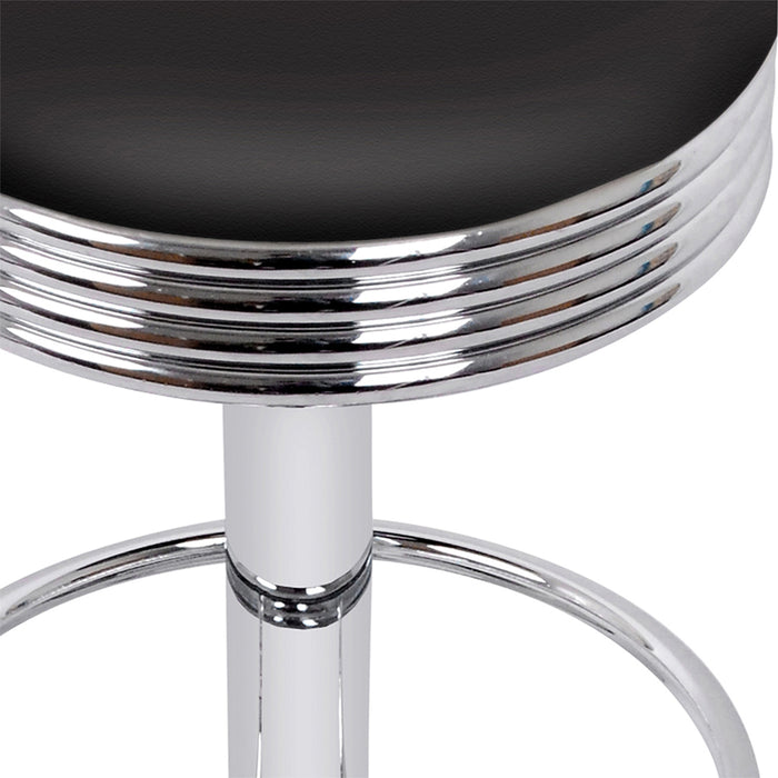 Set Of 2 Backless Pu Leather Bar Stools Black And Chrome