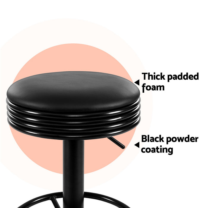 4X Bar Stools Leather Padded Gas Lift Black