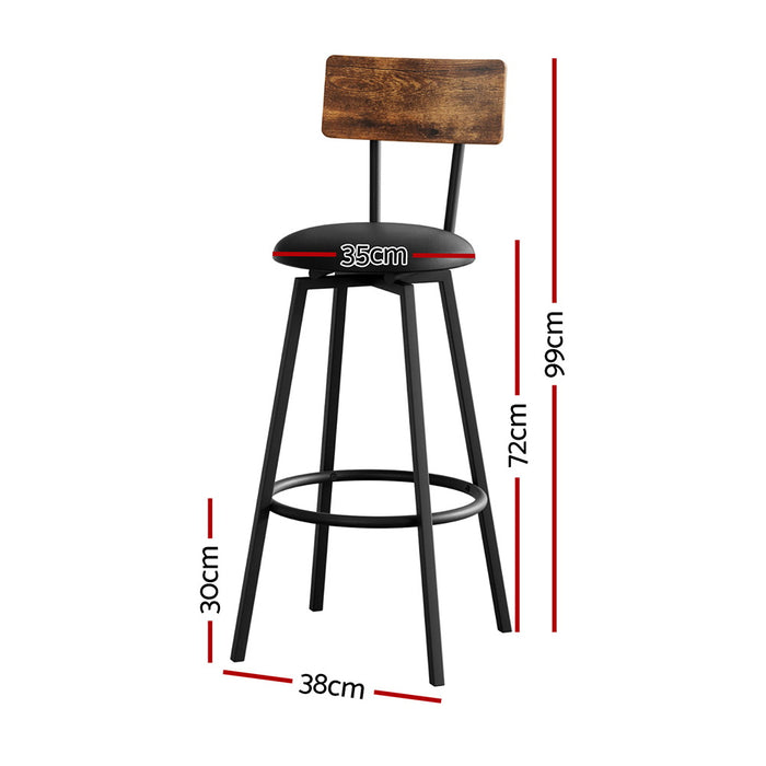 2X Industrial Bar Stools Upholstered Counter Chairs Steel Frame Anti-Scratch